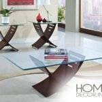 Elhan Cherry Finish Glass Top Coffee/End Table Set