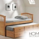 Maple Finish Twin Bed with Trundle & Drawers