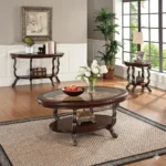 Bravo Cherry Finish 3pc Coffee/End Table Set
