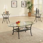 Desi 3pc Glass Top Occasional Table Set