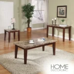 Granada Brown Marble Top Coffee/End Table Set