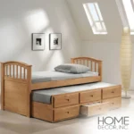 Maple Finish Twin Bed with Trundle & Drawers