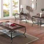 Nansen Cherry Finish & Slate Insert 3pc Coffee/End Table Set