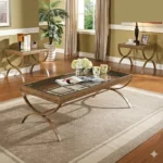 Quintin Gold Finish 3pc Pack Coffee/End Table Set