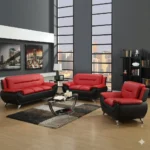 U2705 RED ON BLACK Sofa, Loveseat