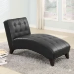 Anna Black PU Lounge Chaise SeT