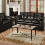 Black Leather Sofa Set