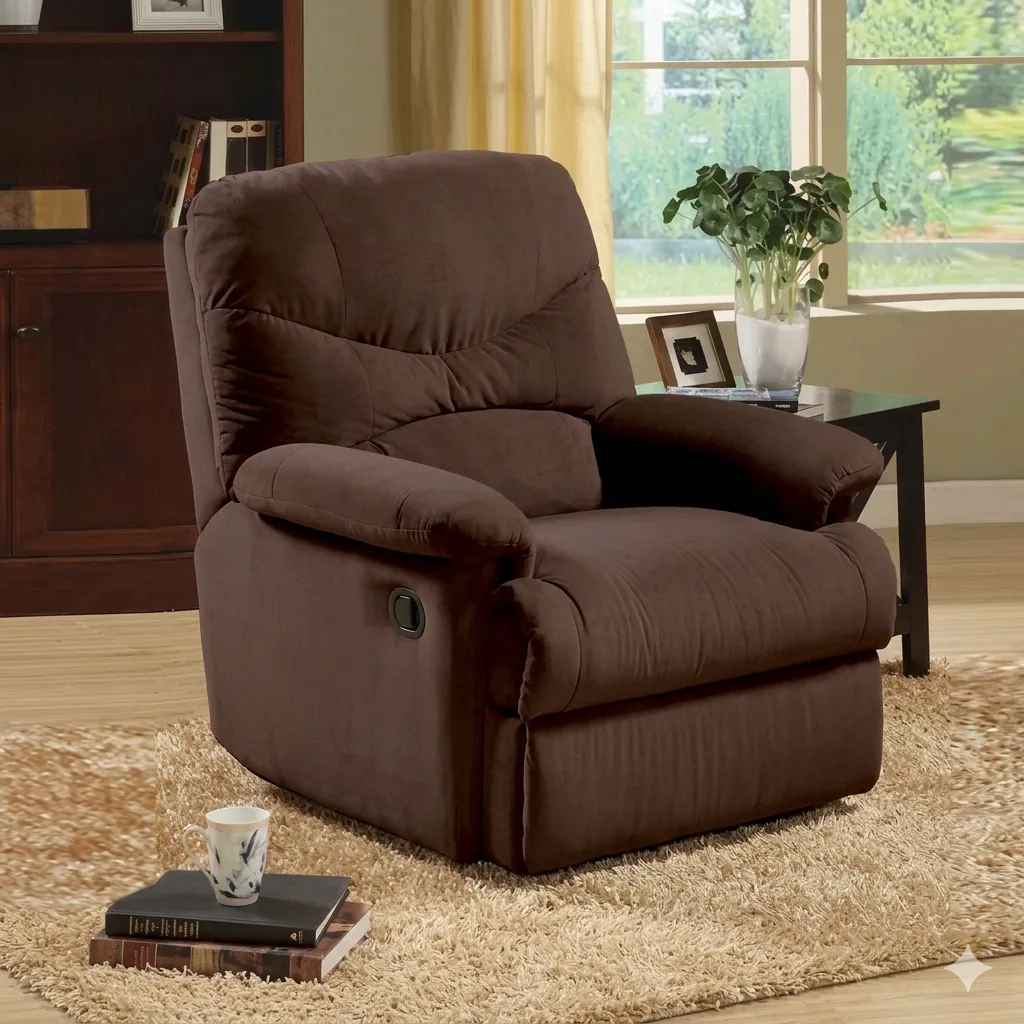chocolate finish microfiber recliner. Chocolate Finish Microfiber Recliner - Image 1