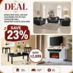 Jessica Gray Sofa, Love Seat Faux Marble Top 3pc pack Coffe/End Table Aileen WHT-EU 66 W / LED & Speaker